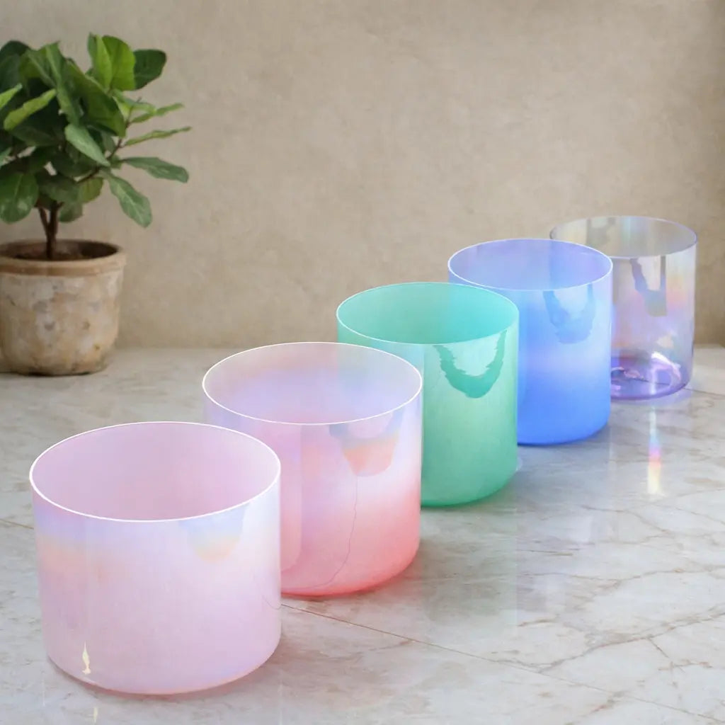 Pastel Crystal Singing Bowl Set Soul Bowls and Healing 432 Hz